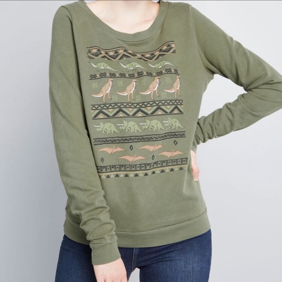 Modcloth Quirky Combo Dinosaur Sweatshirt - Picture 7 of 9